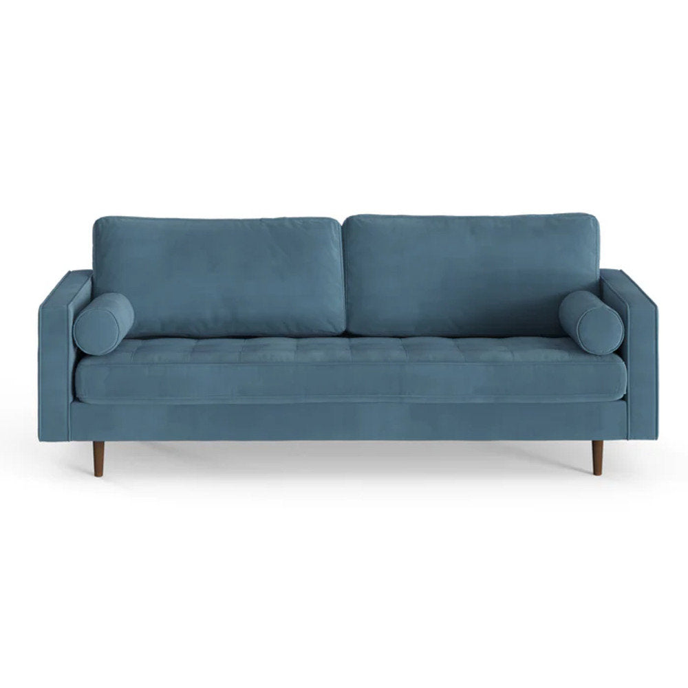 Geo 84" Upholstered Sofa AllModern Fabric: Ocean Blue Velvet
