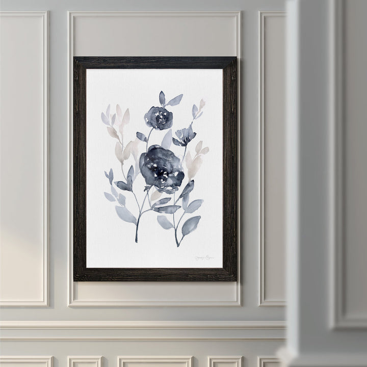 Peonies In Gray II' - Picture Frame Print on Glass Winston Porter Size: 32" H x 44" W x 1.25" D Format: Framed Ebony Canvas