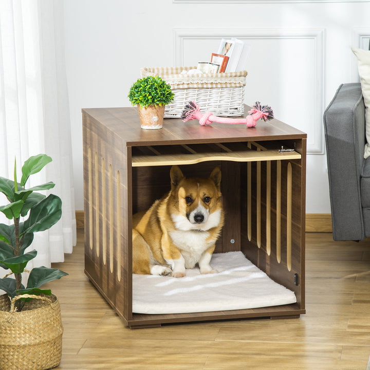 Monique Furniture Style Dog Crate End Table Decorative Puppy House With Soft Cushion, Side Holes, Removable Door Panel, Safety Lock, Indoor Use, For Small & Medium Dogs, Brown Archie & Oscar™