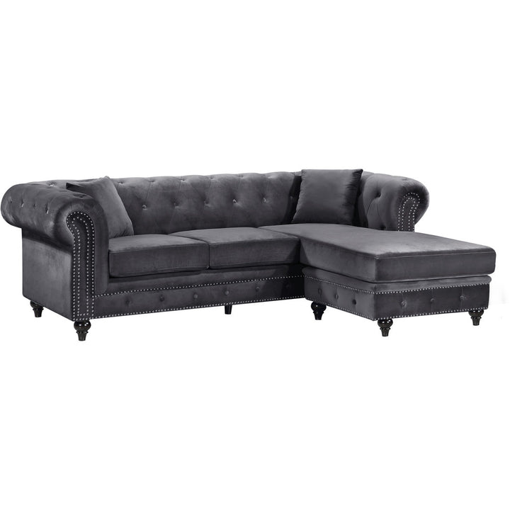 Harlow 96" Wide Velvet Reversible Sofa & Chaise Kelly Clarkson Home Upholstery Color: Gray