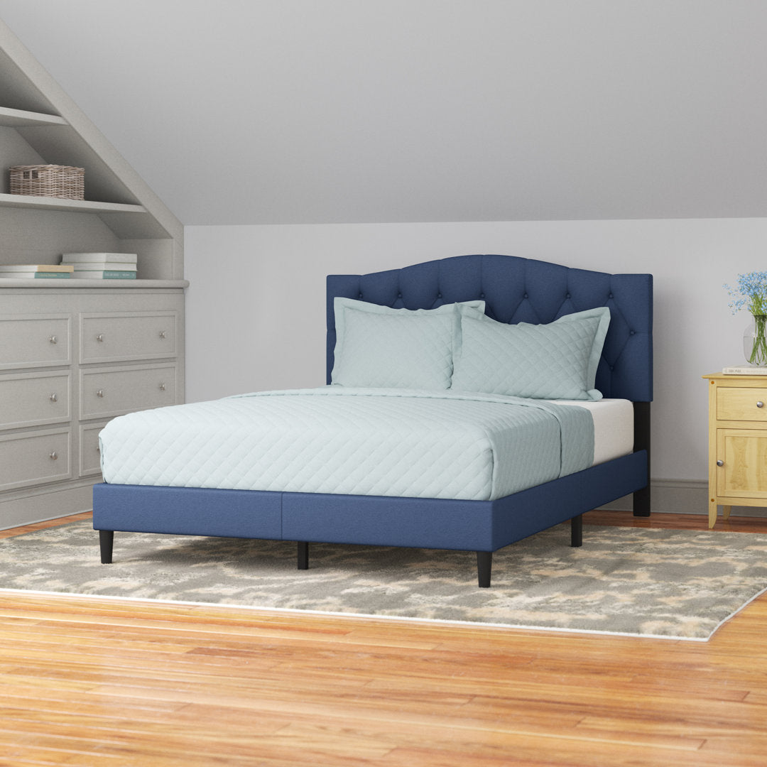 Arnette Tufted Upholstered Low Profile Platform Bed Andover Mills™ Color: Denim Blue Size: Queen
