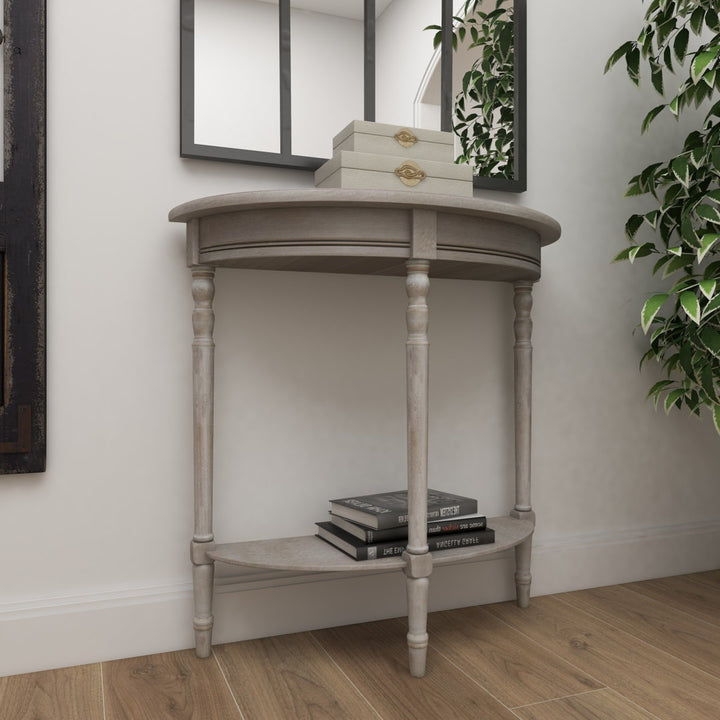 Mcbroom Wood Half Moon 1 Shelf Console Table Ophelia & Co. Color: Light Brownish Gray