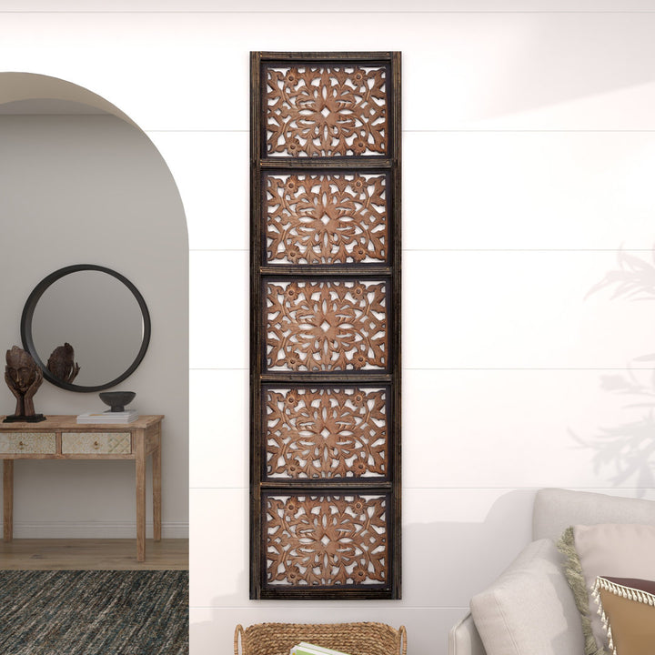 Dereona Wooden Handmade Intricately Carved Floral Home Wall Decor Bungalow Rose