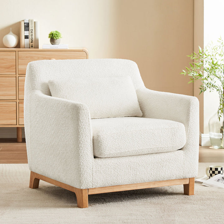 Jazmere 31.5" Armchair Mercer41 Leg Color: Natural Fabric: White Boucle