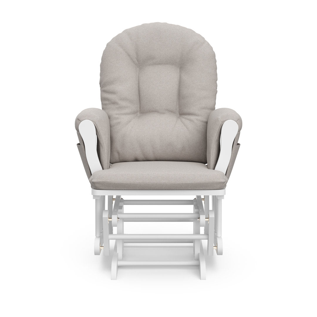 Hoop Glider with Ottoman Storkcraft Upholstery Color: Taupe Swirl, Frame Color: White