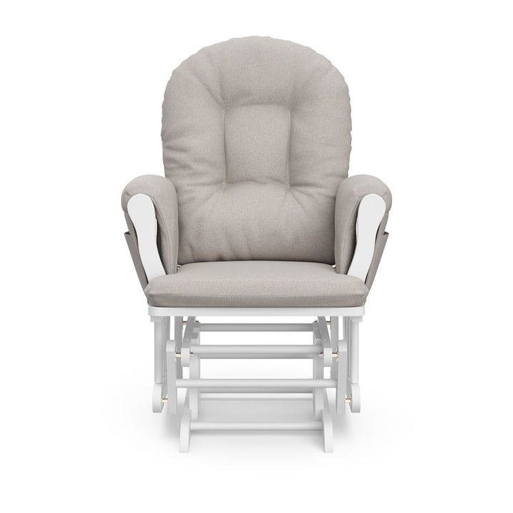 Hoop Glider with Ottoman Storkcraft Upholstery Color: Taupe Swirl, Frame Color: White