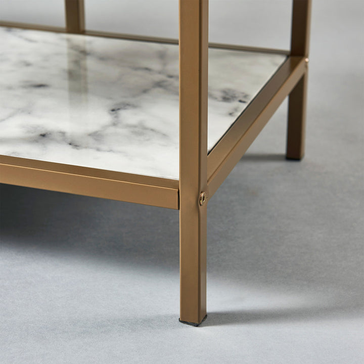 Carbone Media Stand with Faux Marble Finish Mercer41