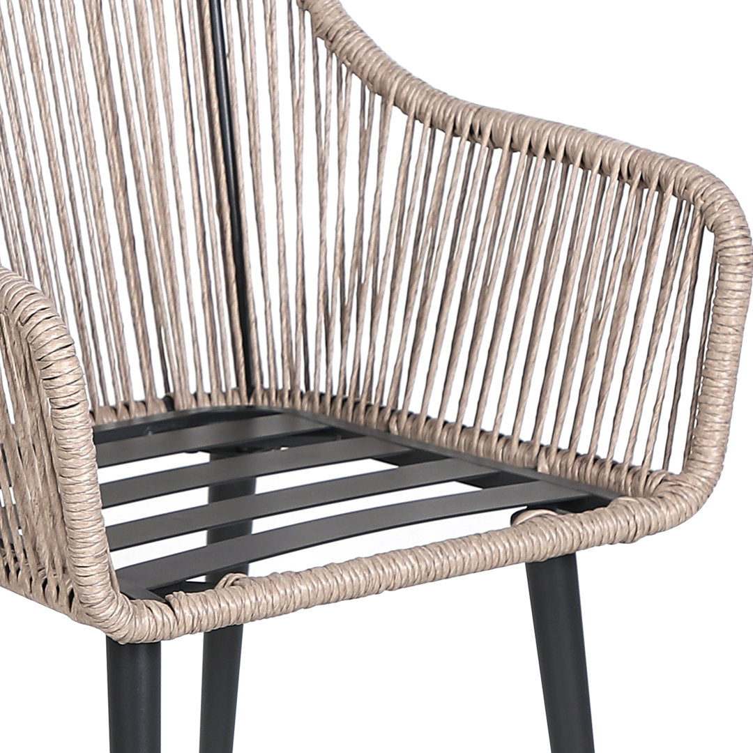 Cassil Patio Dining Armchair with Cushion (Set of 2) Wade Logan® Frame Color/Cushion Color: Beige Frame/Light Gray Cushion