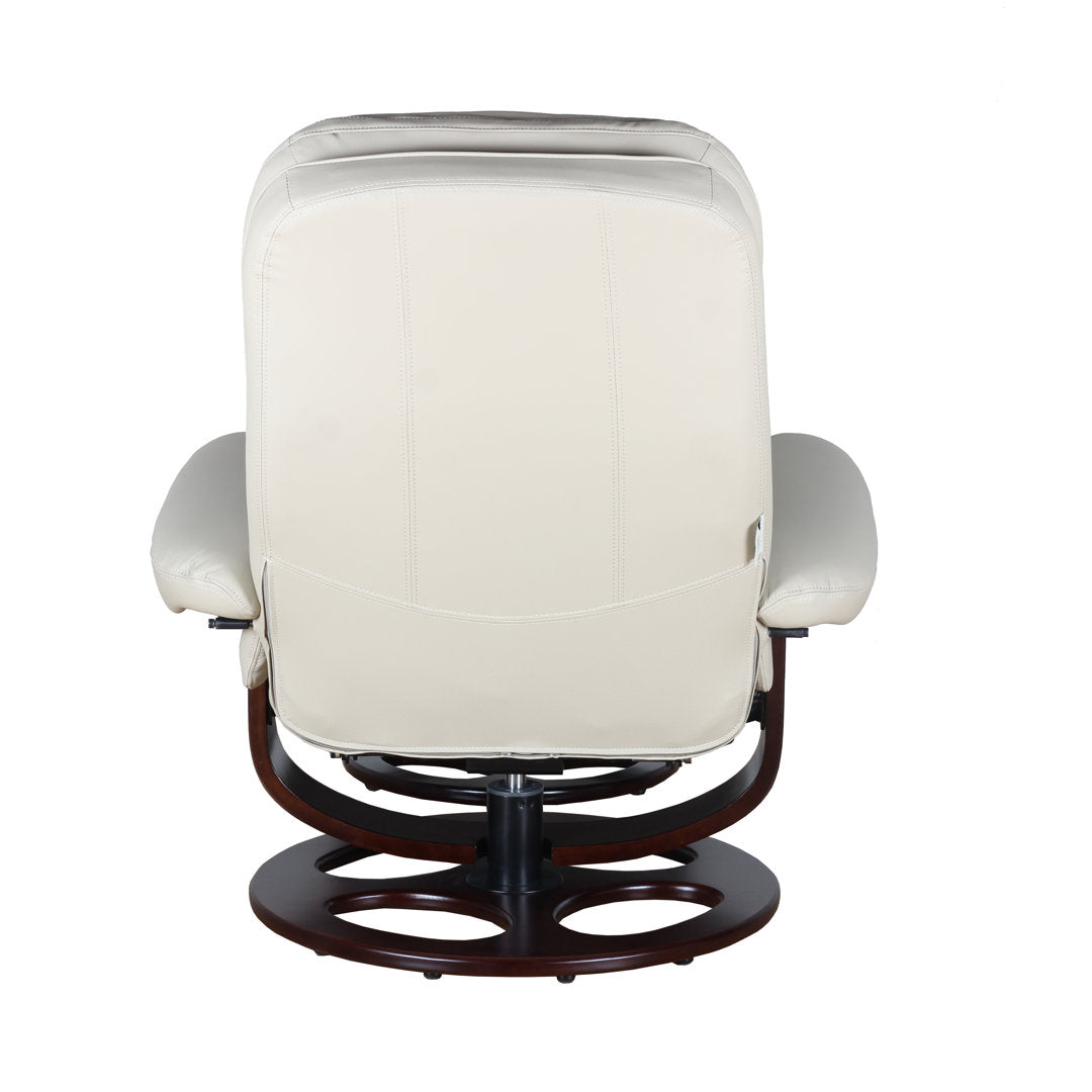 Majeda Manual Swivel Recliner With Ottoman Hokku Designs Body Fabric: Roman Ivory Leather Match