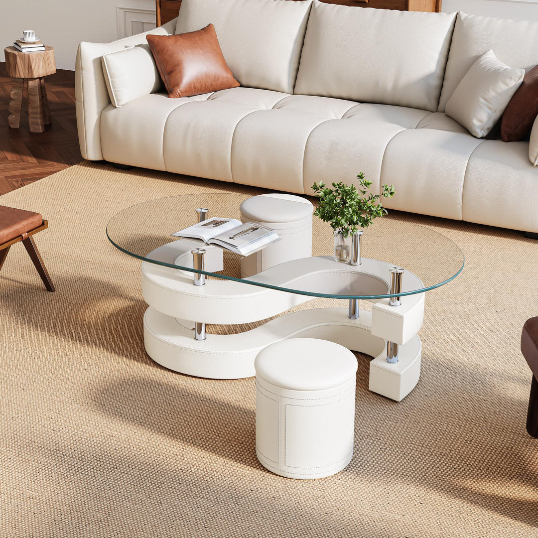 Addaly Abstract Coffee Table Orren Ellis Table Base Color: White