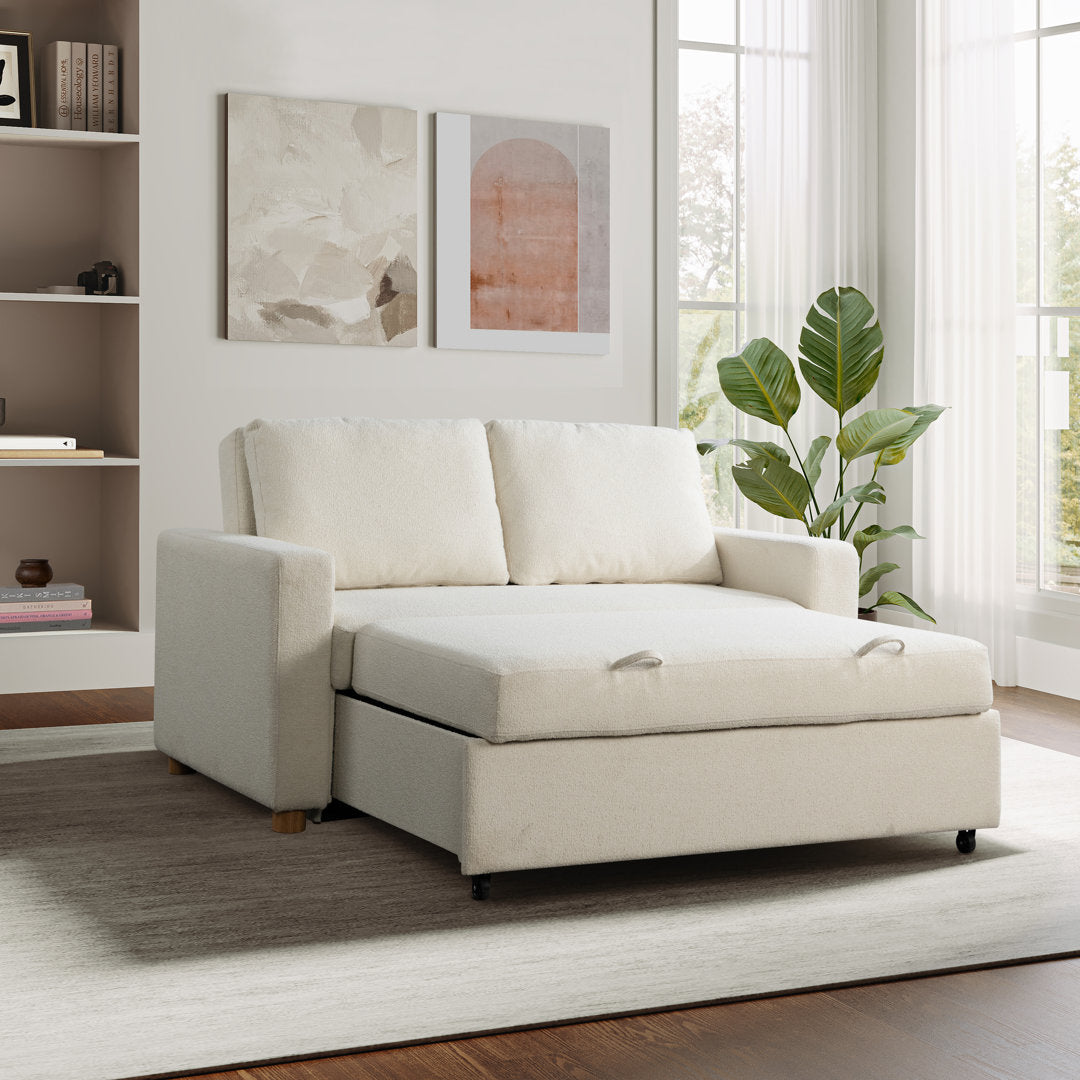 Serta Trinity Full Size Convertible Sleeper Sofa Serta Fabric: Ivory Boucle