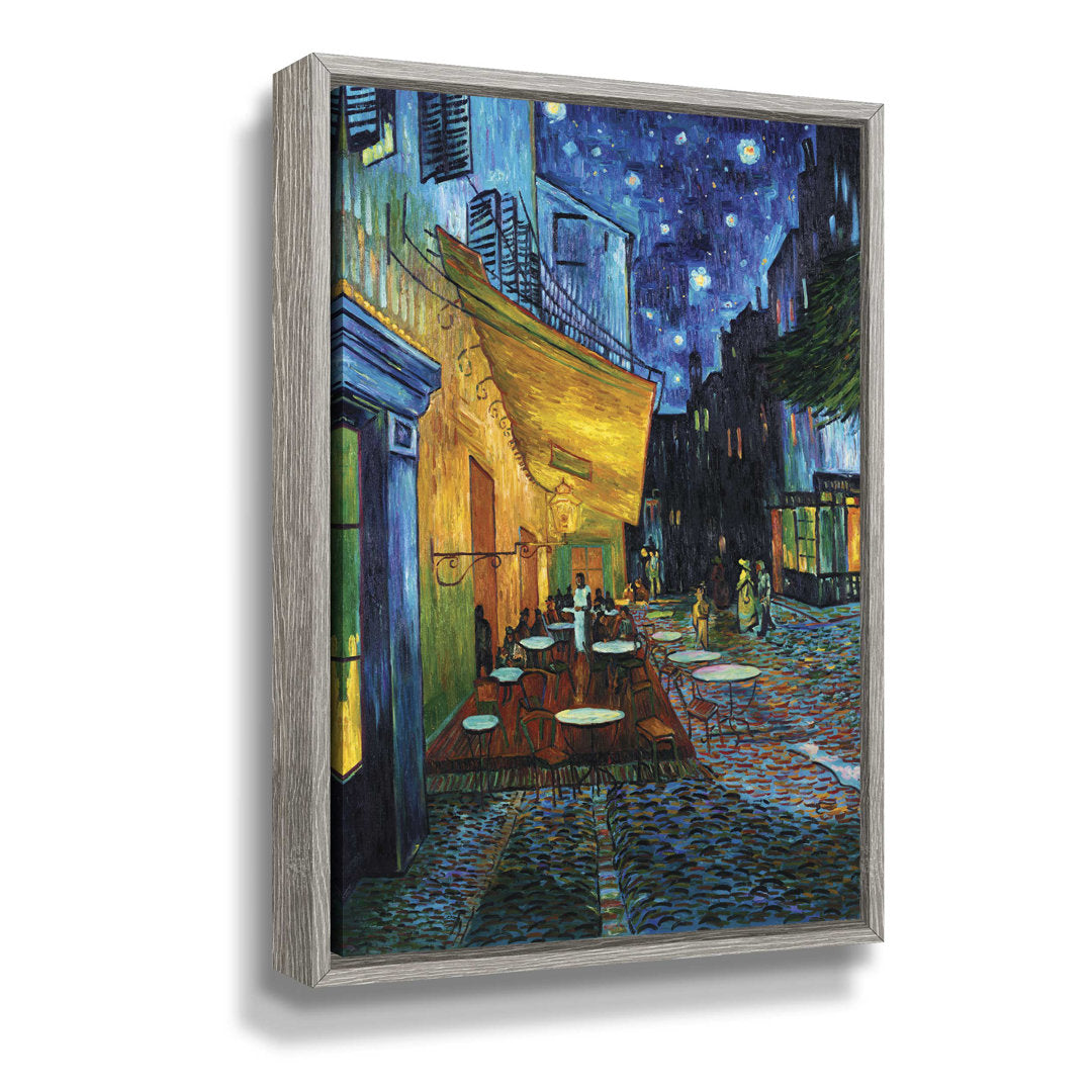 Cafe Terrace at Night by Vincent Van Gogh - Print on Canvas Vault W Artwork Size: 10" H x 8" W Format: Gray White Wash Framed