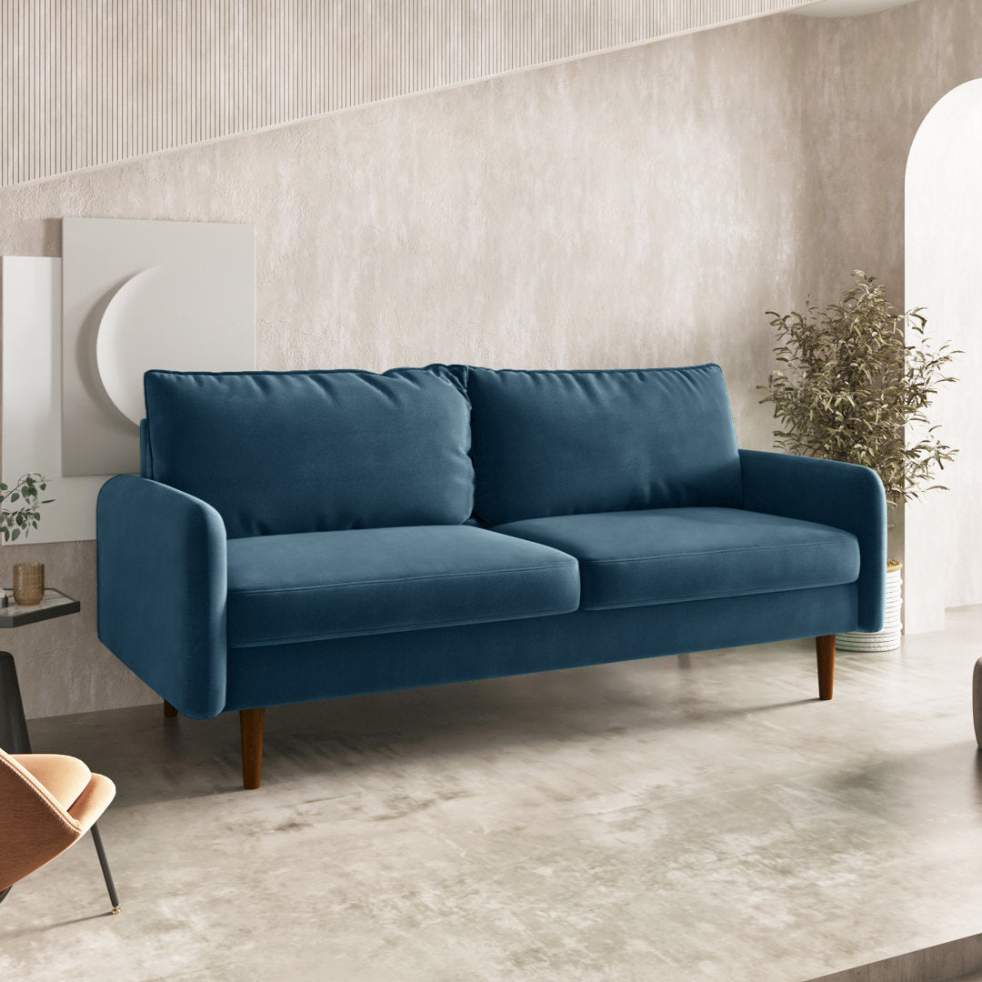 Anacapa 70" Velvet Round Arm Sofa Corrigan Studio® Fabric: Prussian Blue Velvet