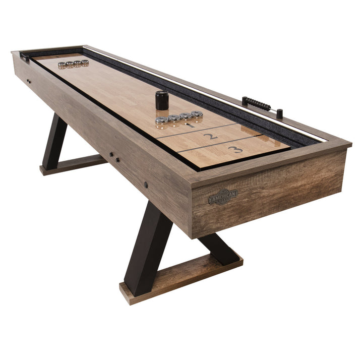 American Legend Kirkwood 9' LED Shuffleboard Table with Bonus Bowling Game American Legend