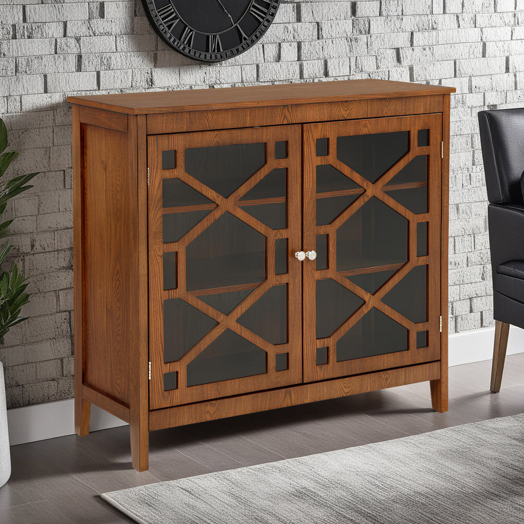 Fiama 38" Three Shelf Accent Cabinet with Two Glass Doors Red Barrel Studio® Color: Brown