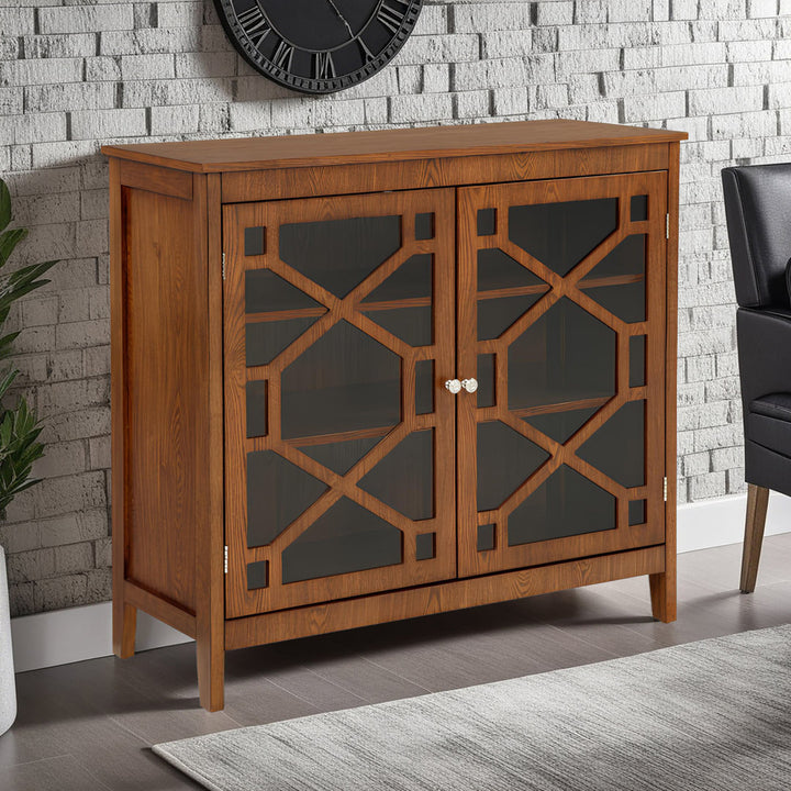 Fiama 38" Three Shelf Accent Cabinet with Two Glass Doors Red Barrel Studio® Color: Brown