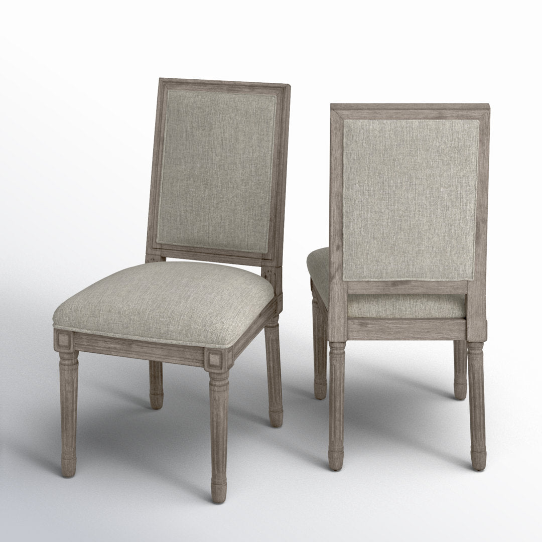 Libretto Solid Wood Side Chair (Set of 2) Kelly Clarkson Home Upholstery Color: Gray Linen, Leg Color: Antique Gray Oak
