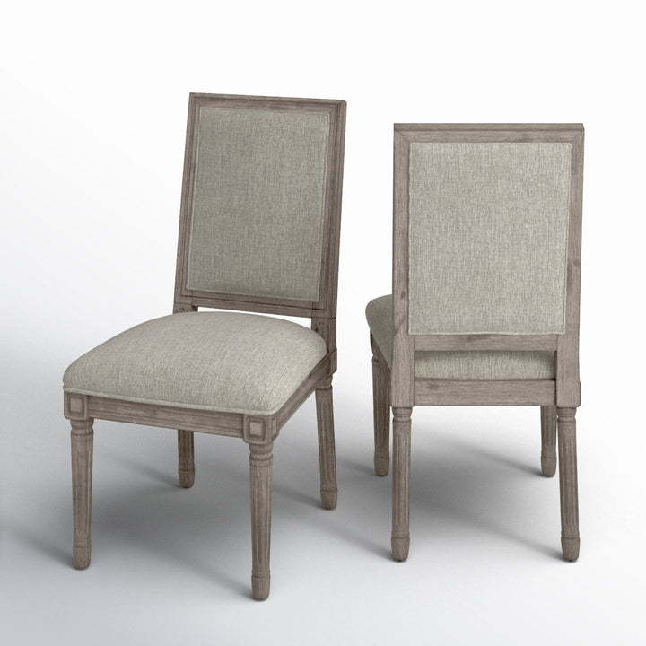 Libretto Solid Wood Side Chair (Set of 2) Kelly Clarkson Home Upholstery Color: Gray Linen, Leg Color: Antique Gray Oak