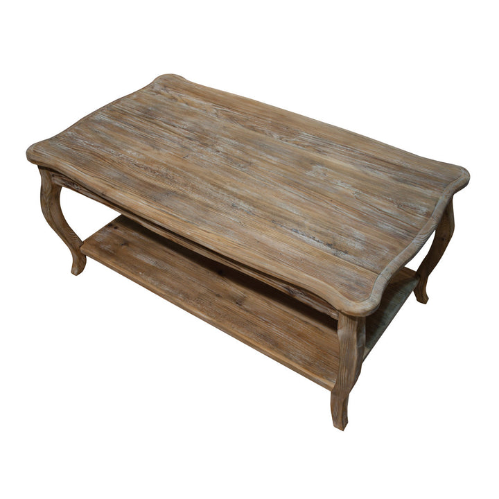 Deborah 42" Wide Rustic Industrial Antique Wooden Rectangular Coffee Table With 1 Shelf Kelly Clarkson Home