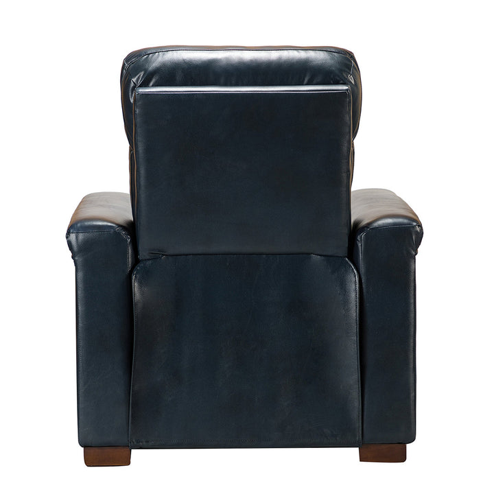 Aziah 34.65" Wide Genuine Leather Power Recliner With USB Port Wade Logan® Body Fabric: Navy Genuine Leather