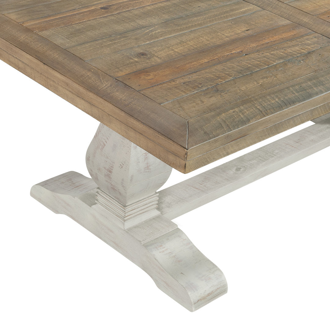 Sarcoline Solid Wood Pedestal Coffee Table The Twillery Co.® Table Top Color/Table Base Color: Reclaimed Natural/White Stain