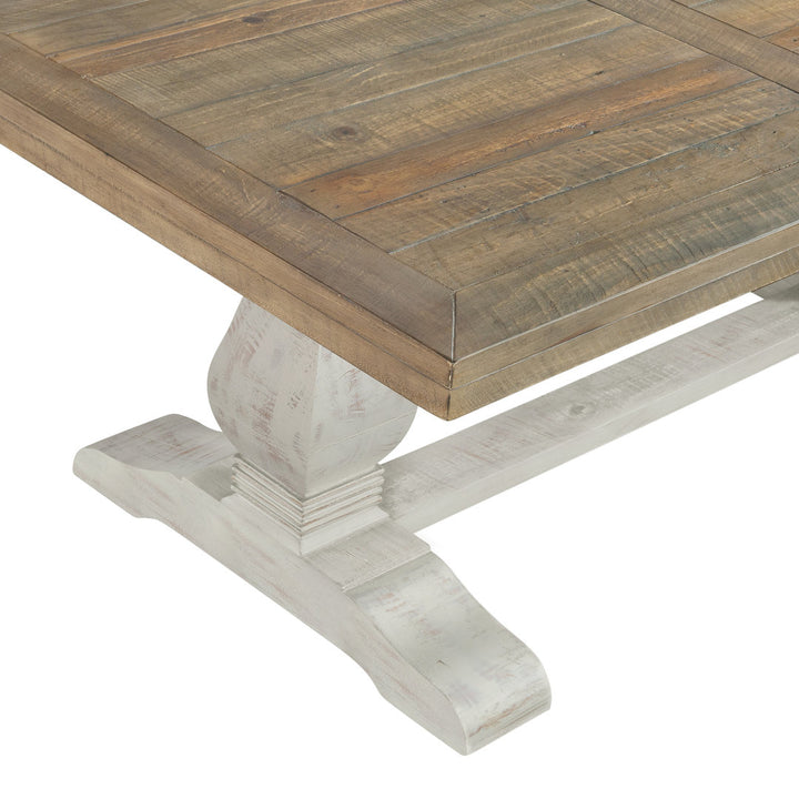 Sarcoline Solid Wood Pedestal Coffee Table The Twillery Co.® Table Top Color/Table Base Color: Reclaimed Natural/White Stain