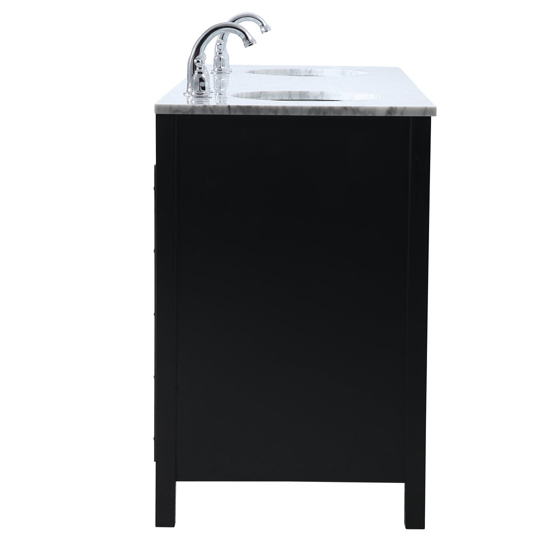 Bagdai 72" Wide Bathroom Vanity Set Wade Logan® Base Finish: Black, Top Finish: Calacatta Quartz