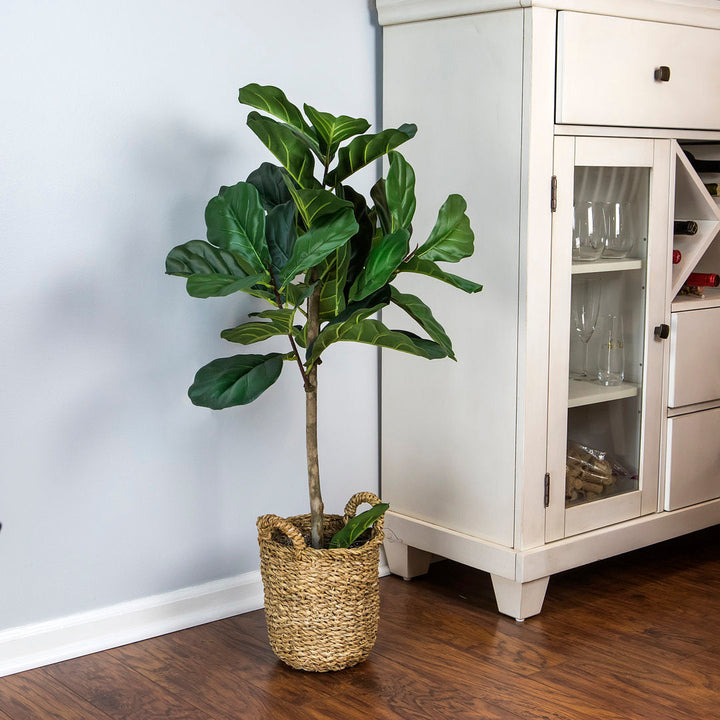 30" Artificial Fiddle Leaf Fig Tree in Basket Joss & Main