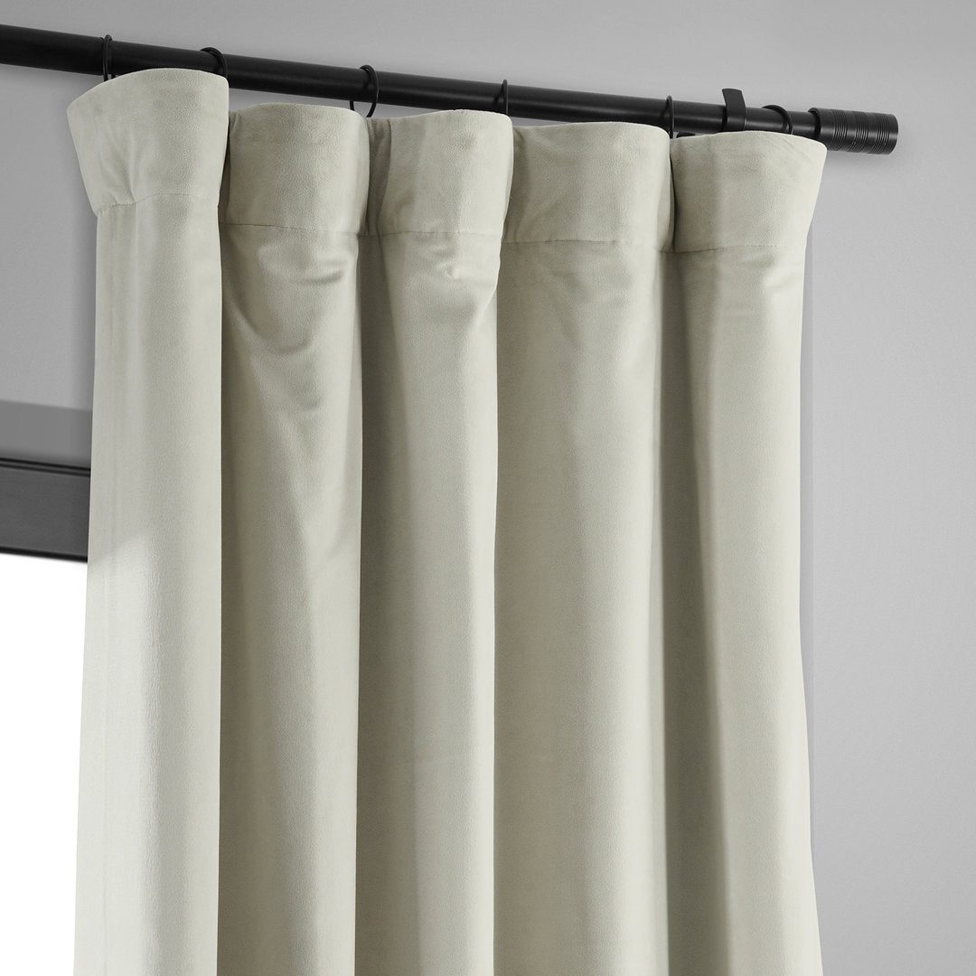 Olivia Signature Thermal Lined 100% Blackout Velvet Curtains for Bedroom & Living Room Curtains Single Panel Window Curtains Gracie Oaks Curtain Color: Off White Size per Panel: 50"W x 63"L