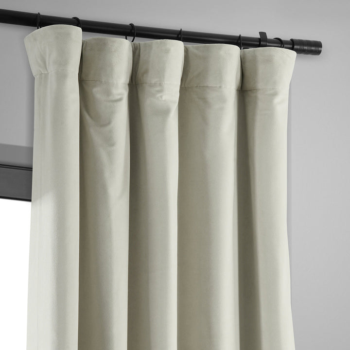 Olivia Signature Thermal Lined 100% Blackout Velvet Curtains for Bedroom & Living Room Curtains Single Panel Window Curtains Gracie Oaks Curtain Color: Off White Size per Panel: 50"W x 63"L
