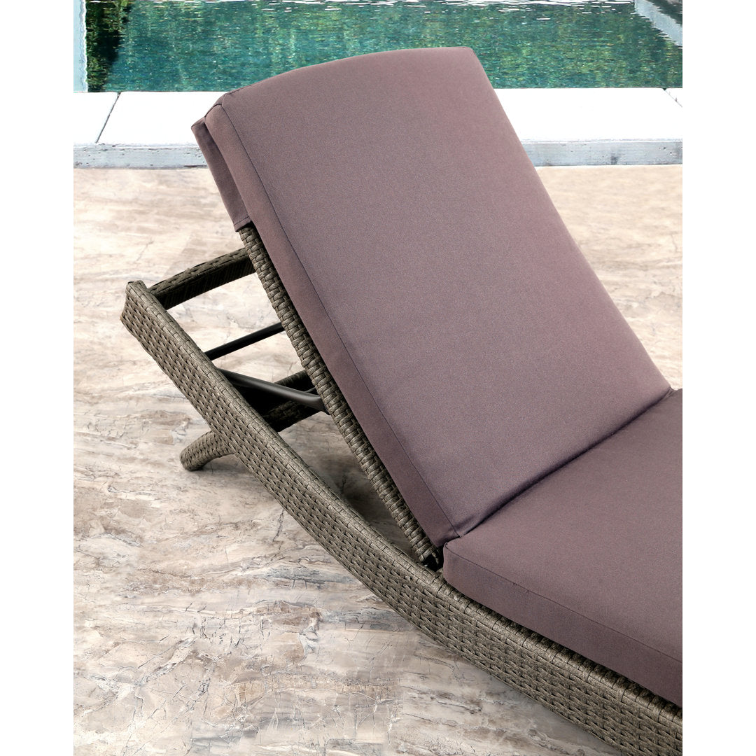 Cleghorn 79" Long Reclining Single Chaise Sunbrella with Cushion Ivy Bronx Color: Seal Gray
