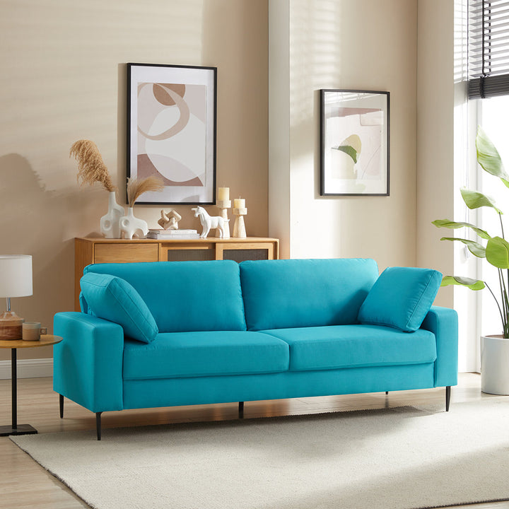Jeses MINIMORE Modern Style Etta 84.3" Mid-Century Modern Design Sofa Corrigan Studio® Fabric: Turquoise Polyester