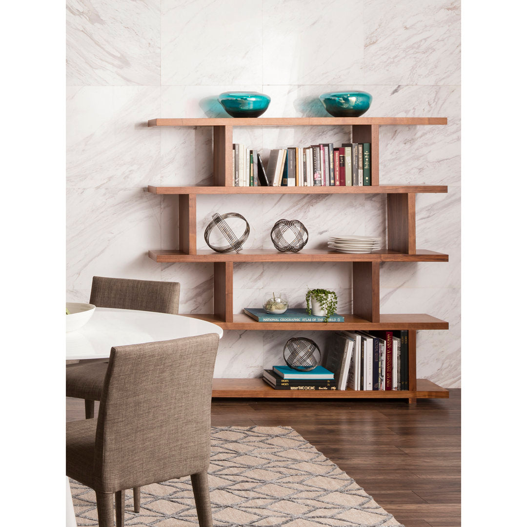 Annora 63" H x 63" W Geometric Bookcase AllModern Color: Walnut