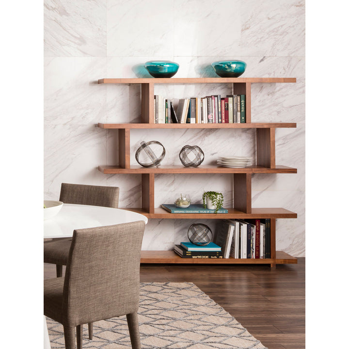 Annora 63" H x 63" W Geometric Bookcase AllModern Color: Walnut