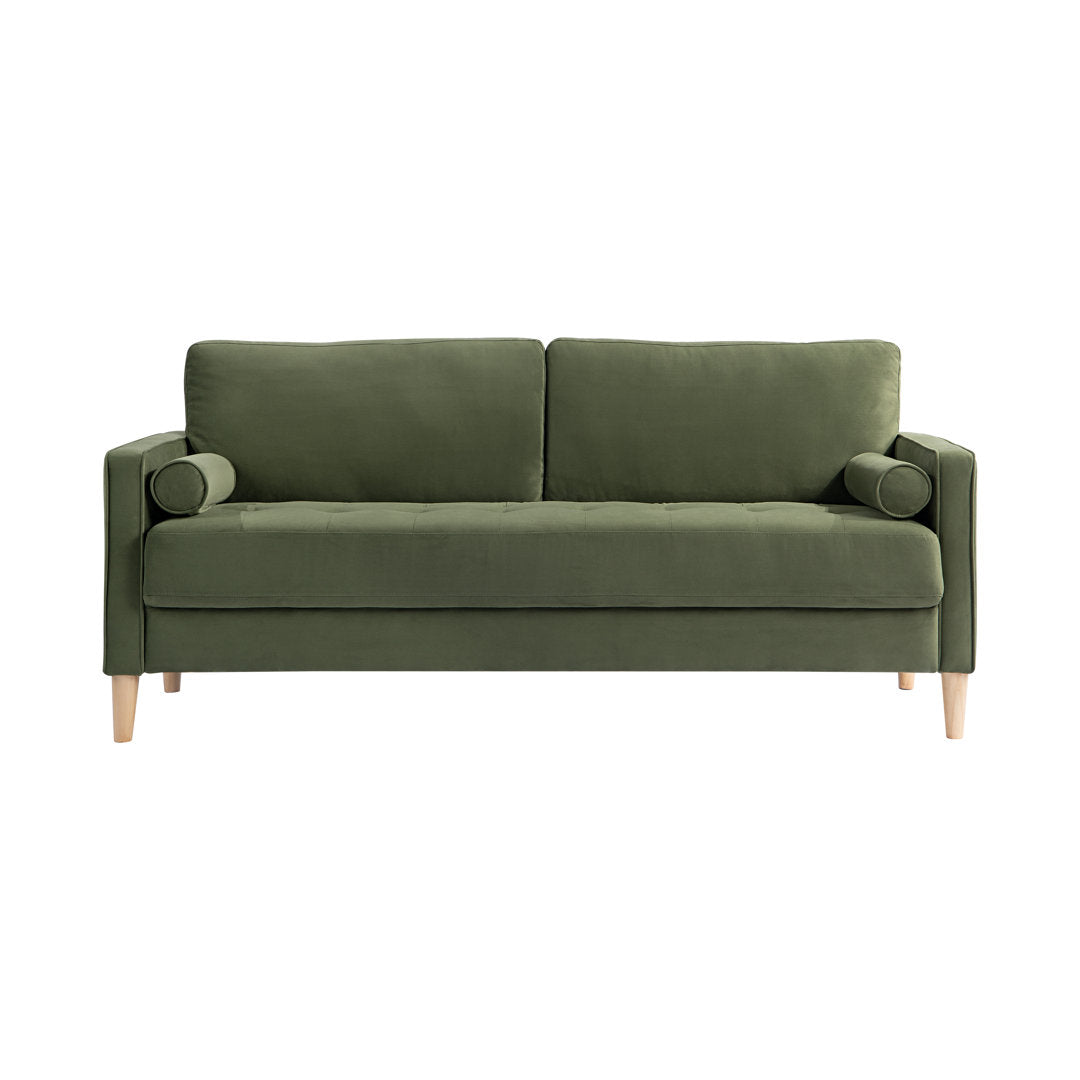 Garren 75.6'' Square Arm Tufted Sofa Mercury Row® Fabric: Green