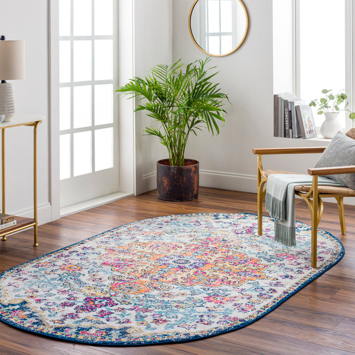 Hillsby Oriental Blue/Orange Area Rug Mistana™ Rug Size: Oval 5' x 8'