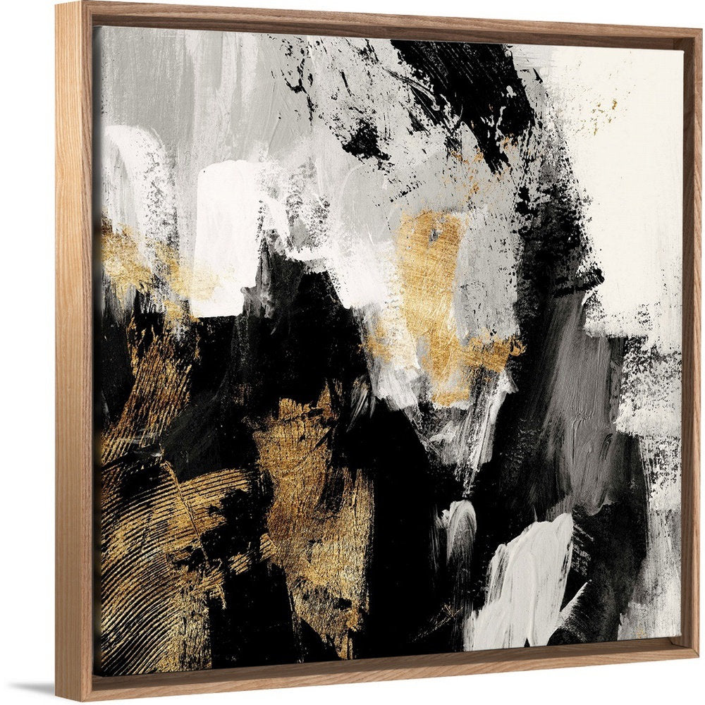 Neutral Gold Collage I by Victoria Borges - Painting Print on Canvas Ivy Bronx Size: 31.25" H x 31.25" W x 1.75" D Format: Natural Floating Frame Canvas