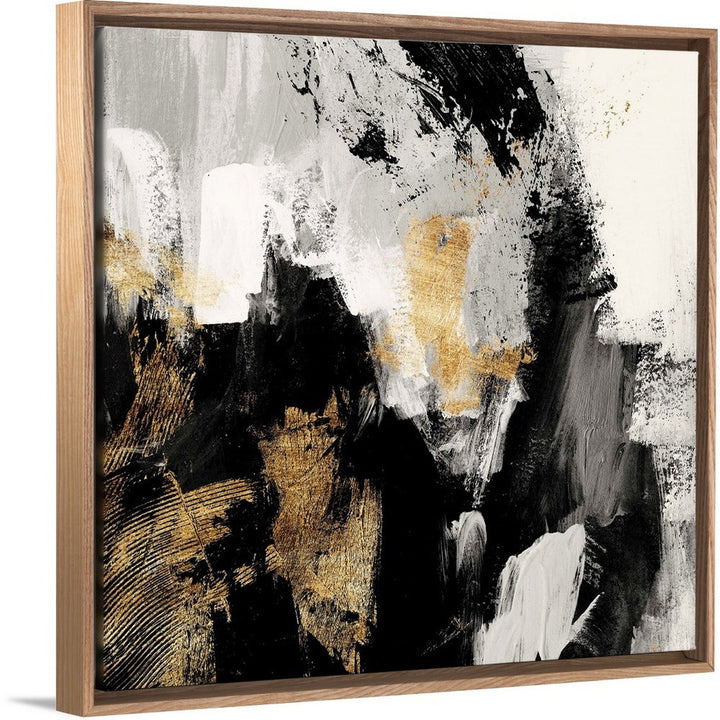 Neutral Gold Collage I by Victoria Borges - Painting Print on Canvas Ivy Bronx Size: 31.25" H x 31.25" W x 1.75" D Format: Natural Floating Frame Canvas