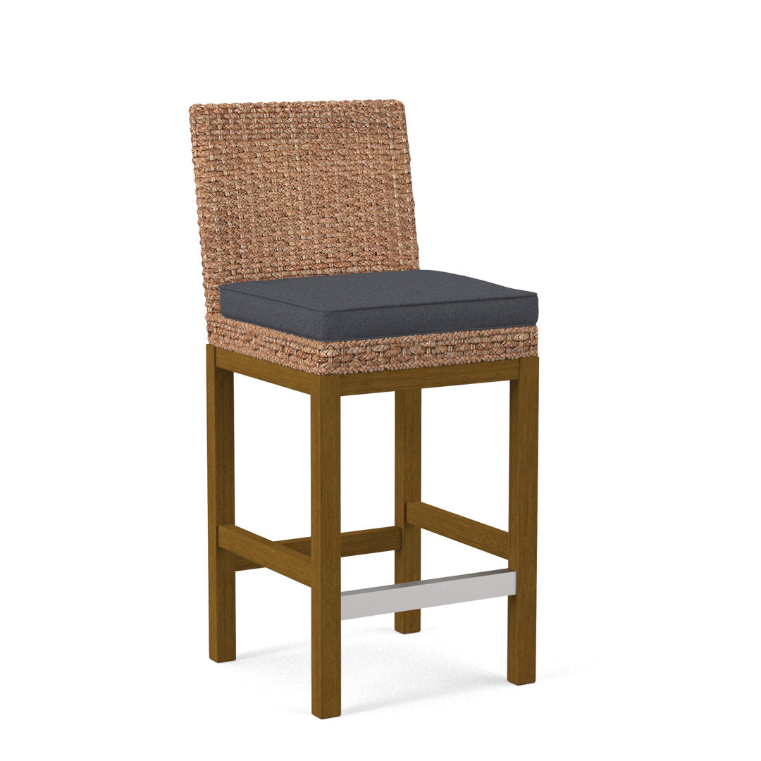 Seagrass Top Counter Stool Braxton Culler Leg Color: Havana Finish Body Fabric: Cobalt Blue Stripe; 0204-64