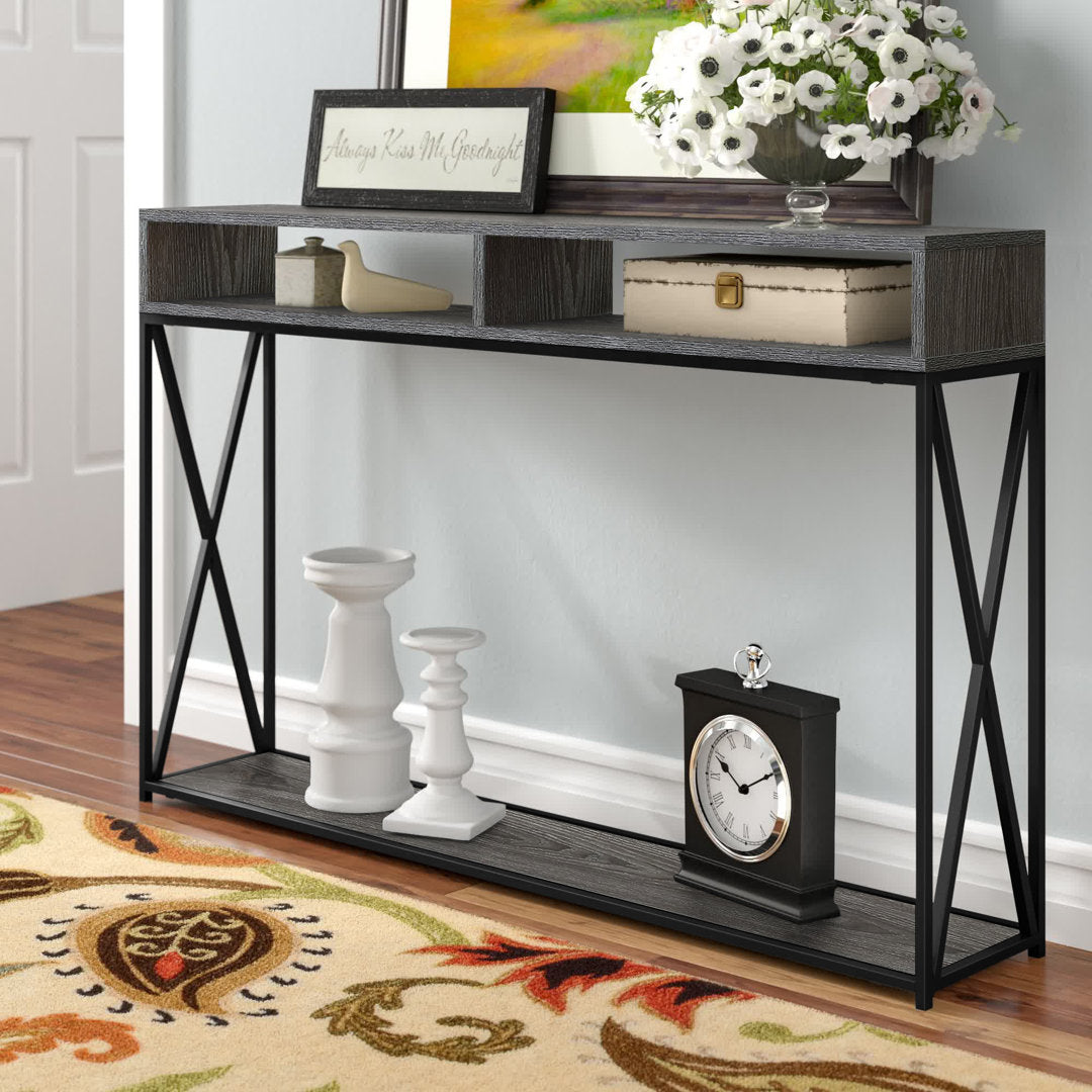 Ariyana 47.25" Console Table Lark Manor™ Top Color/Base Color: Weathered Gray Top/Black Base