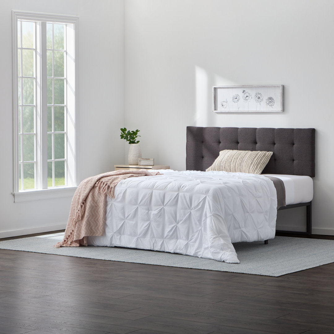 Aijha Square Tufted Upholstered Headboard Lark Manor™ Color: Charcoal Textured Size: King