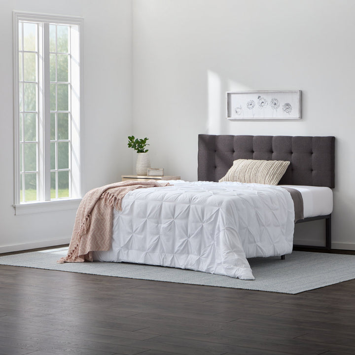 Aijha Square Tufted Upholstered Headboard Lark Manor™ Color: Charcoal Textured Size: King