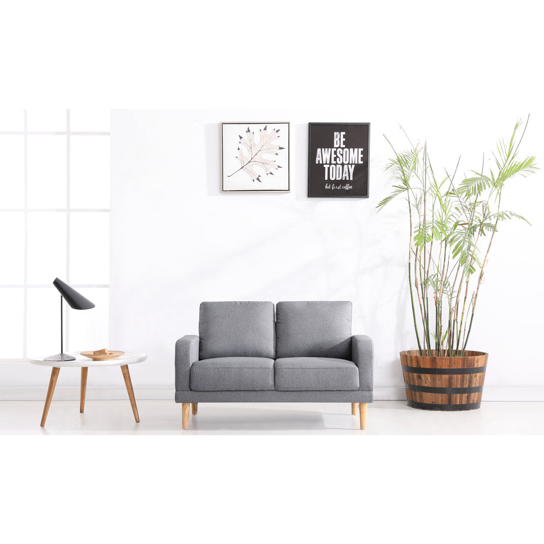 Coffield 50" Square Arm Loveseat Hashtag Home Fabric: Light Gray Polyester