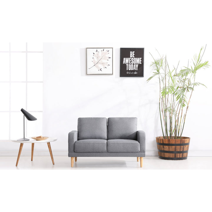 Coffield 50" Square Arm Loveseat Hashtag Home Fabric: Light Gray Polyester