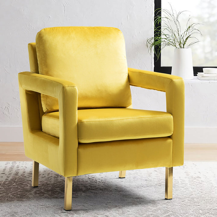 Clayne Velvet Armchair Etta Avenue™ Fabric: Yellow Velvet