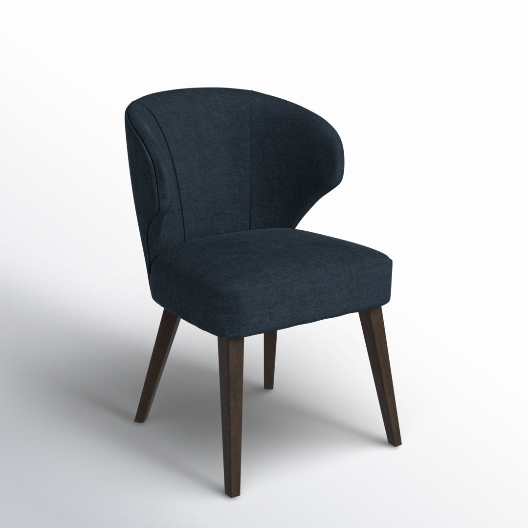 Golino Fabric Upholstered Wingback Side Chair Joss & Main Upholstery Color: Navy, Leg Color: Dark Brown