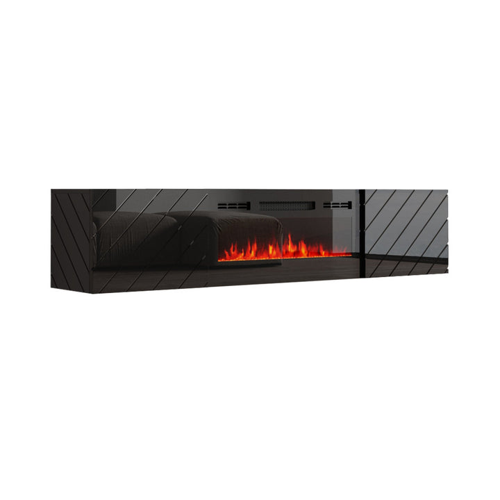 Gofried Floating TV Stand for TVs up to 78" with Electric Fireplace Included Ivy Bronx Color: Black