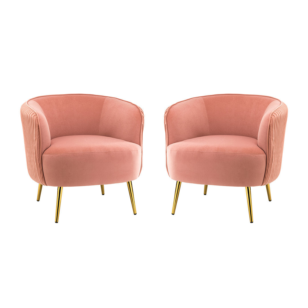 31'' Wide Barrel Chair (Set of 2) Everly Quinn Upholstery Color: Pink Velvet