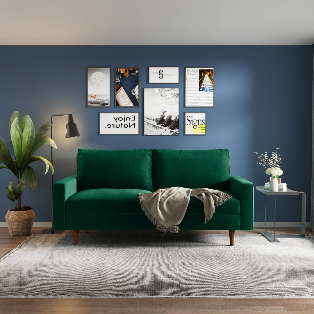 Markham 70" Velvet Square Arm Sofa Willa Arlo™ Interiors Fabric: Green Polyester