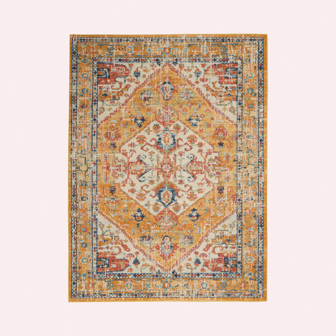 Baylee Oriental Yellow/Ivory Area Rug Kelly Clarkson Home Rug Size: Rectangle 5'3" x 7'3"